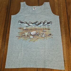 Anvil Gray Shorebirds Graphic Tank Top
